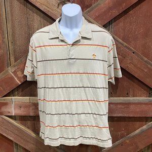 Unionbay Men's Striped Polo Shirt, Size Large, Tan Red Orange Yellow, Surfer